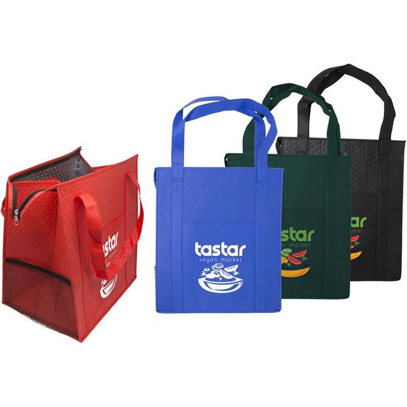 Dimpled Non-Woven Insulated Zipper Grocery Tote