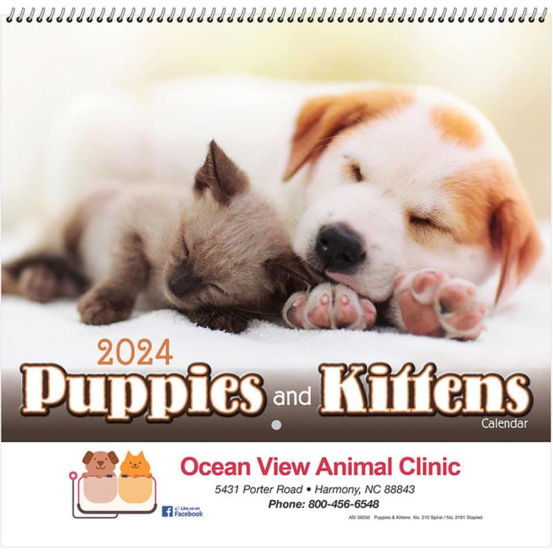 Puppies & Kittens Wall Calendar - Spiral 2024