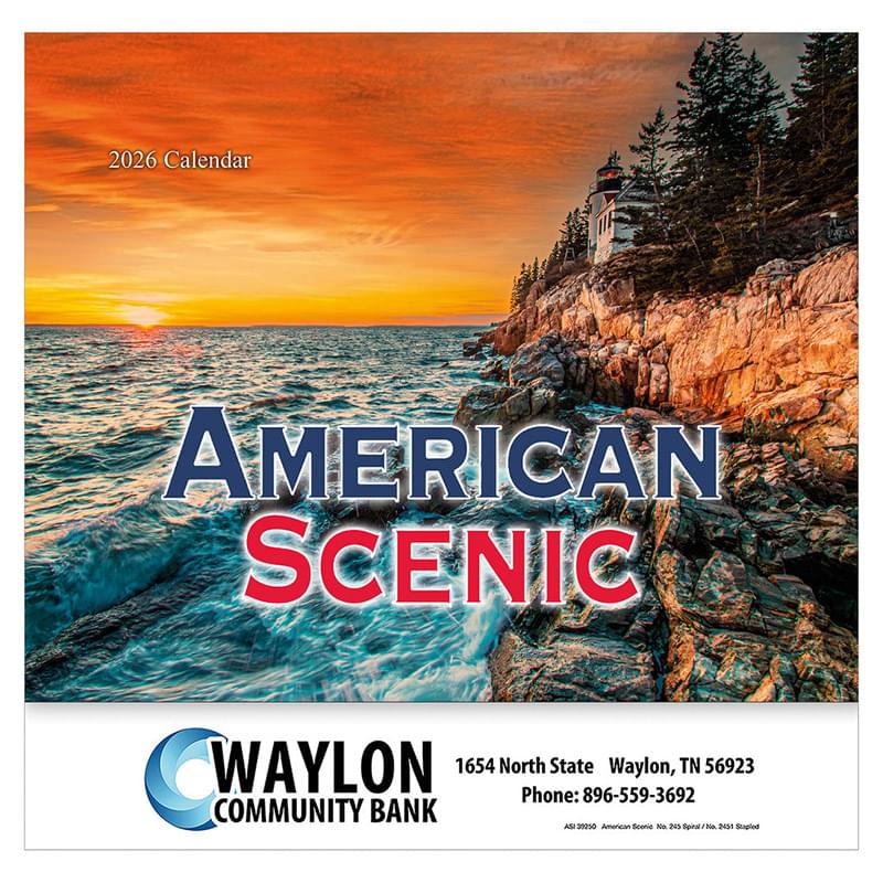 American Scenic Wall Calendar: 2026 Stapled