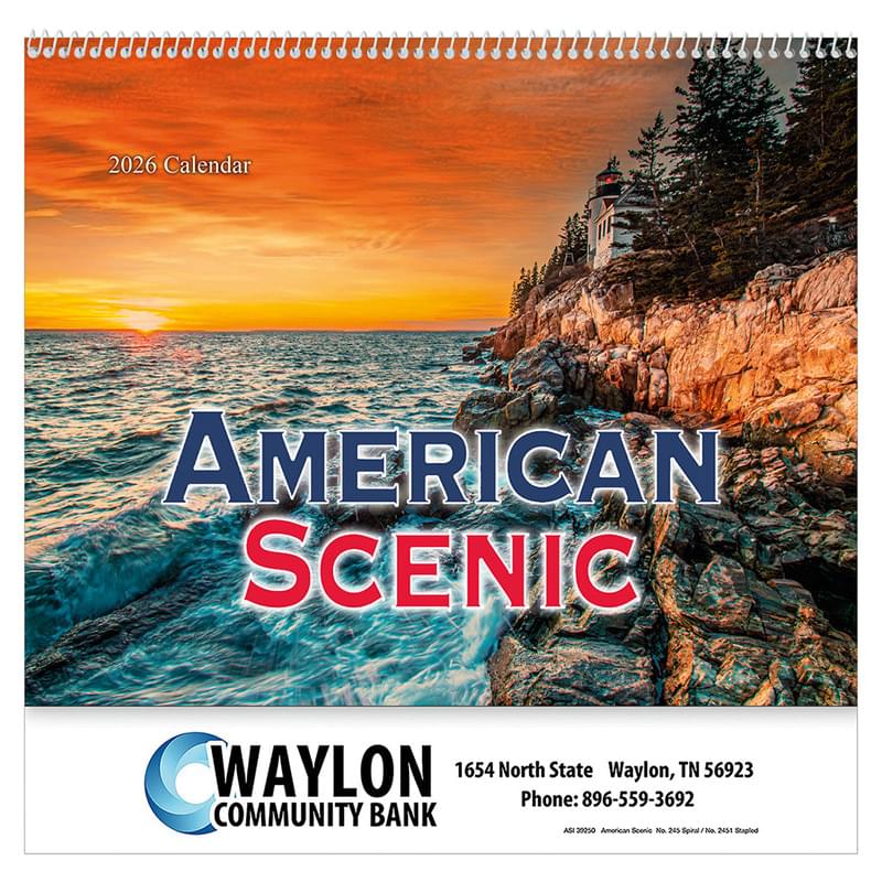 American Scenic Wall Calendar: 2026 Spiral Bound