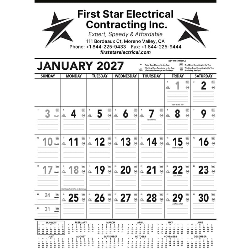 Commercial Contractor Calendar: Black & White 2027