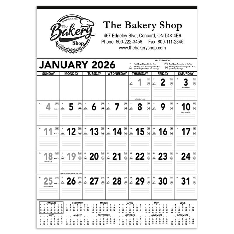 Commercial Contractor Calendar: Black & White 2026