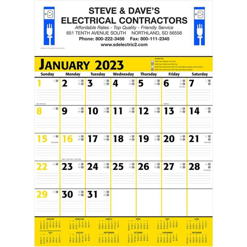 Commercial Planner Wall Calendar - Yellow & Black