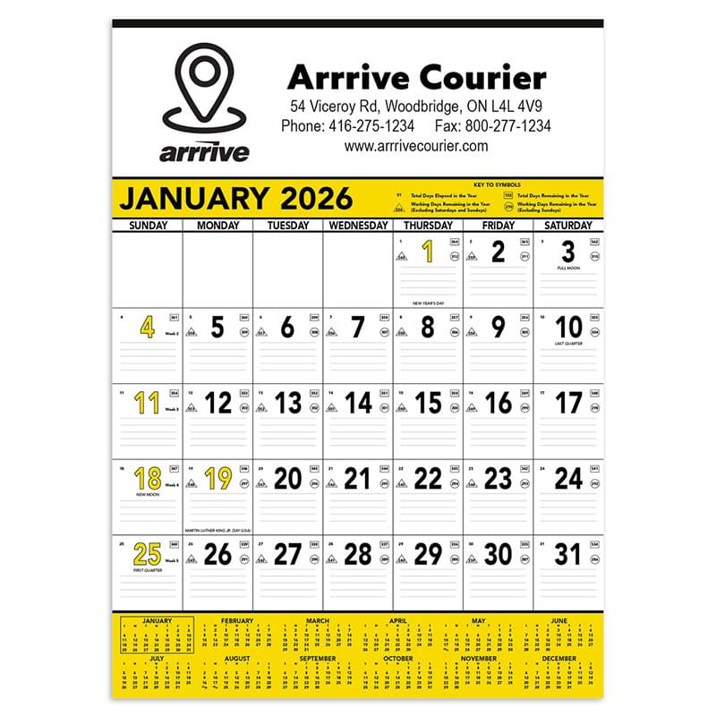 Commercial Contractor Calendar: Yellow & Black 2026