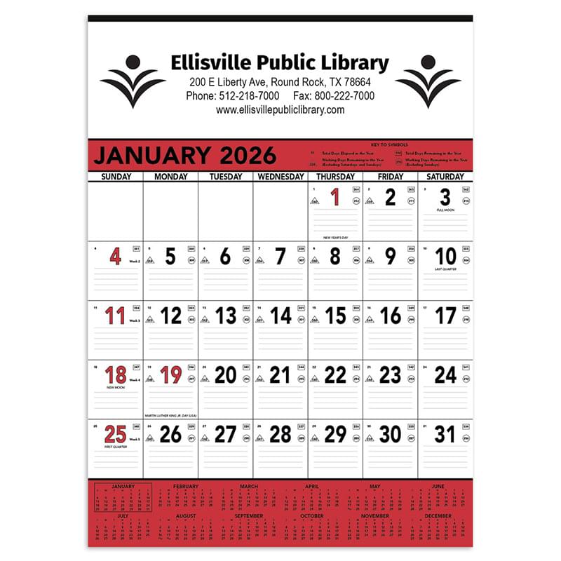 Commercial Contractor Calendar: Red & Black 2026