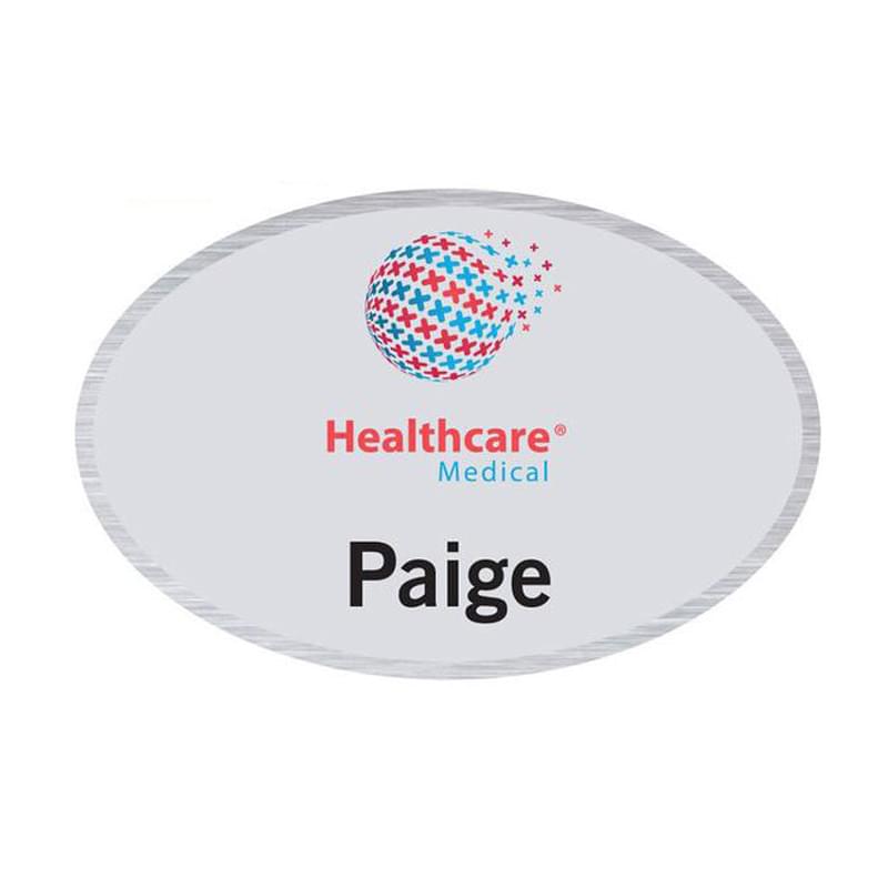 Seattle Metal Name Badge (Standard Size 1-11/16" x 2-9/16" Oval