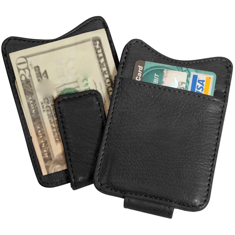 Black Wallet and Money Clip Deboss Personalized Wallet Magnetic Money Clip
