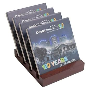4 Pc. Square Coaster Set with Stand