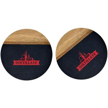 Nightfall 2 Pc. Slate & Acacia Wood Coaster Set