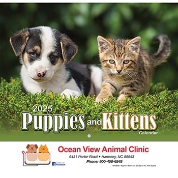 Puppies & Kittens Wall Calendar - Stapled 2025