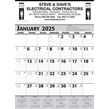 Commercial Planner Wall Calendar - Grey & Black