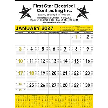 Commercial Contractor Calendar: Yellow & Black 2027