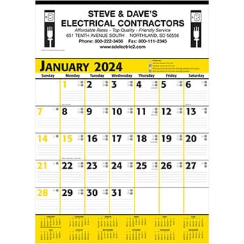 Commercial Planner Wall Calendar - Yellow & Black