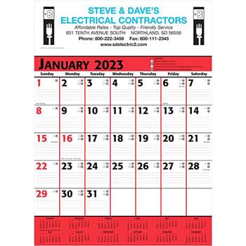 Commercial Planner Wall Calendar - Red & Black
