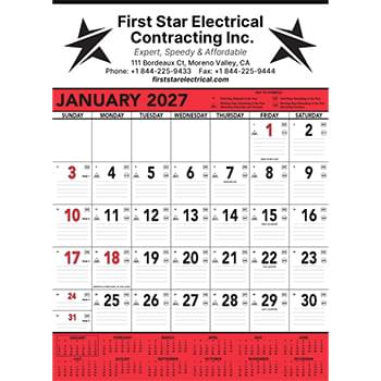 Commercial Contractor Calendar: Red & Black 2027