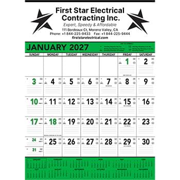 Commercial Contractor Calendar: Green & Black 2027