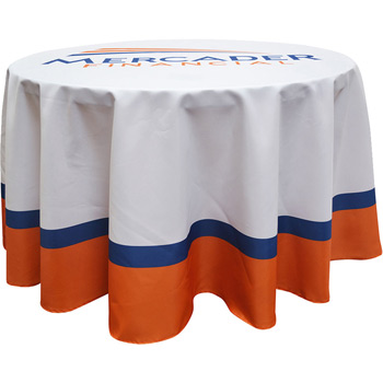 Round Polyester 3 Sided Fitted Table Cover w/ All Over Full Color (Fits 3' Table)